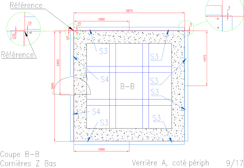 Plan de pose de la verrière