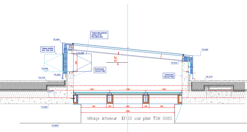 Plan de départ pour la modélisation de la verrière