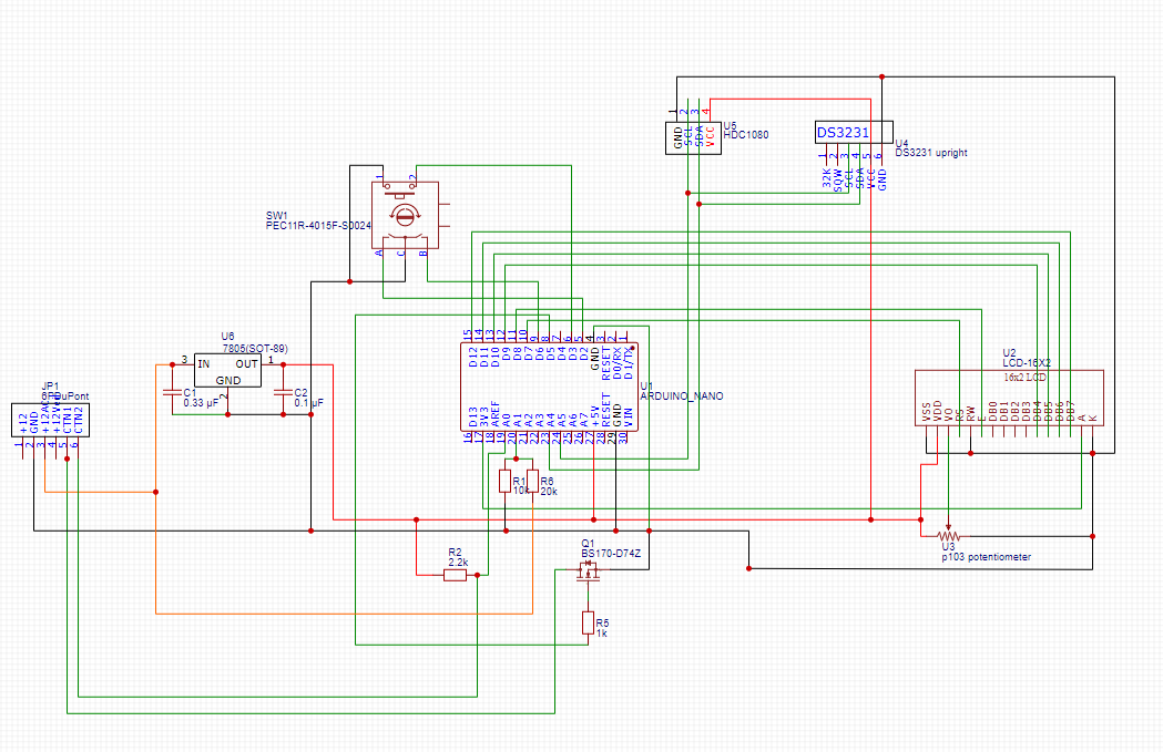 Schéma électronique de l'horloge